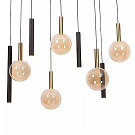 JOSIANE Pendant light 7xG9 + 5xGU10 black amber (Lucide)
