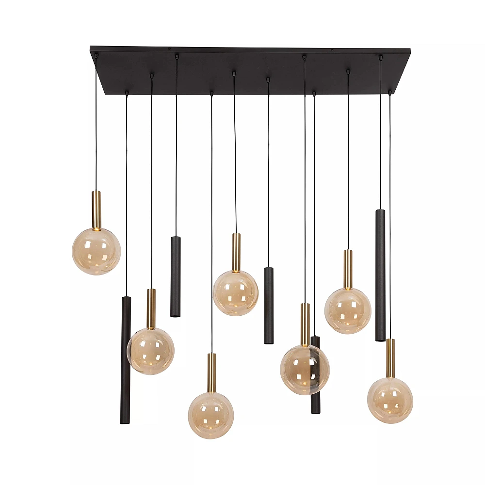 JOSIANE Pendant light 7xG9 + 5xGU10 black amber (Lucide)