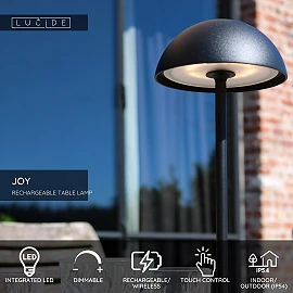 JOY uzlādējama āra galda lampa LED 1x1.5W melna (Lucide)