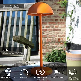 JOY uzlādējama āra galda lampa LED 1x1.5W oranža (Lucide)