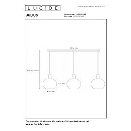 JULIUS pendant light 3xE27 Smoke Grey (Lucide)
