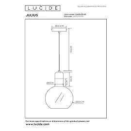 JULIUS pendant light Ø 20 cm 1xE27 Smoke Grey (Lucide)