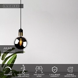 JULIUS pendant light Ø 20 cm 1xE27 Smoke Grey (Lucide)