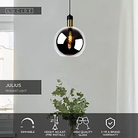 JULIUS pendant light Ø 28 cm 1xE27 Smoke Grey (Lucide)