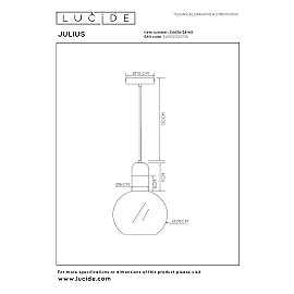 JULIUS pendant light Ø 28 cm 1xE27 Smoke Grey (Lucide)