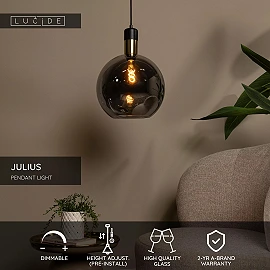 JULIUS pendant light Ø 40 cm 1xE27 Smoke Grey (Lucide)