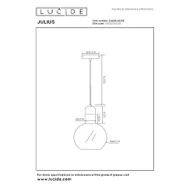 JULIUS pendant light Ø 40 cm 1xE27 Smoke Grey (Lucide)
