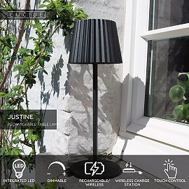 JUSTINE rechargeable outdoor table lamp LED 1x2W black (Lucide)