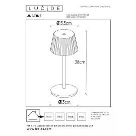 JUSTINE rechargeable outdoor table lamp LED 1x2W white (Lucide)