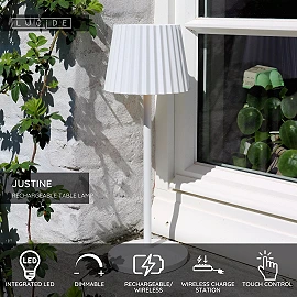 JUSTINE rechargeable outdoor table lamp LED 1x2W white (Lucide)