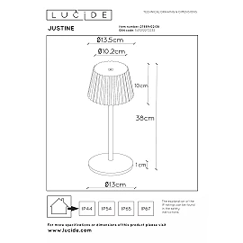 JUSTINE āra galda lampa LED 2 W 2700 K krēmkrāsas (Lucide)