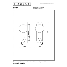 KELLY LED bedside/wall light 3.5 W 3000K black (Lucide)