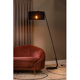 KELSO floor lamp 1xE27 black with linen shade (Lucide)
