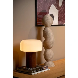 KENAN galda lampa Ø22 cm 1 x 40 W E14 tumša koka imitācija (Lucide)