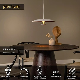 KENNETH pendant light Ø 40 cm LED 12W 2700K White (Lucide)