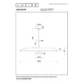 KENNETH pendant light Ø 60 cm LED 16W 2700K White (Lucide)