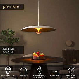KENNETH pendant light Ø 80 cm LED 22W 2700K White (Lucide)