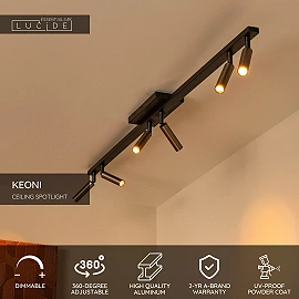KEONI ceiling spotlight 6xG9 coffee (Lucide)