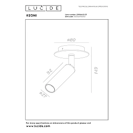 KEONI ceiling spotlight Ø8 cm 1xG9 40 W white (Lucide)