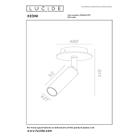 KEONI ceiling spotlight Ø8 cm 1xG9 40 W coffee (Lucide)