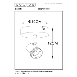 KIANTI Ceiling spotlight Ø10 cm 1xGU10 50W Black (Lucide)