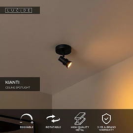 KIANTI Ceiling spotlight Ø10 cm 1xGU10 50W Black (Lucide)