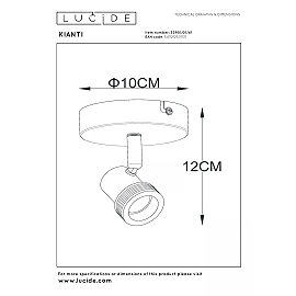 KIANTI Ceiling spotlight Ø10 cm 1xGU10 50W Taupe (Lucide)