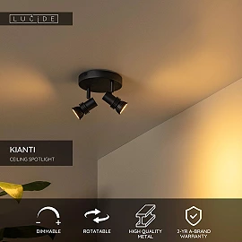 KIANTI Ceiling spotlight Ø15 cm 2xGU10 50W Black (Lucide)