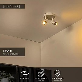 KIANTI Ceiling spotlight Ø15 cm 2xGU10 50W Taupe (Lucide)
