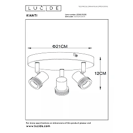 KIANTI Ceiling spotlight Ø21 cm 3xGU10 50W Black (Lucide)