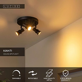 KIANTI Ceiling spotlight Ø21 cm 3xGU10 50W Black (Lucide)