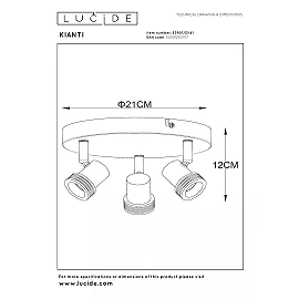 KIANTI Ceiling spotlight Ø21 cm 3xGU10 50W Taupe (Lucide)