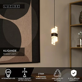 KLIGANDE piekaramā lampa LED 1x9 W 2700 K Ø13 cm melna (Lucide)
