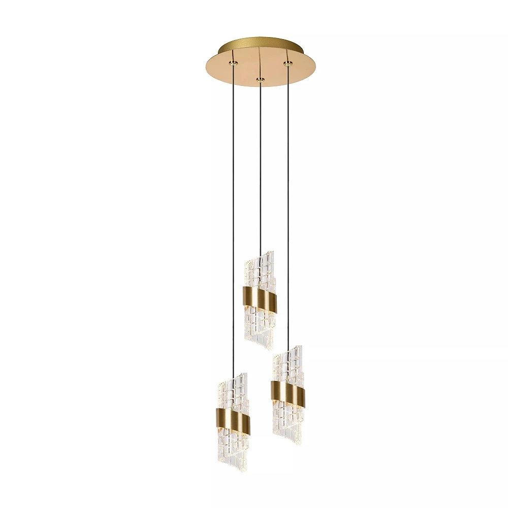 KLIGANDE piekaramā lampa LED 3x8 W 2700 K Ø25 cm matēts zelts / misiņš (Lucide)