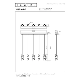 KLIGANDE piekaramā lampa LED 5x7,8 W 2700 K 84 cm melna (Lucide)