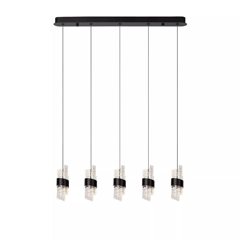 KLIGANDE piekaramā lampa LED 5x7,8 W 2700 K 84 cm melna (Lucide)