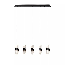 KLIGANDE piekaramā lampa LED 5x7,8 W 2700 K 84 cm melna (Lucide)