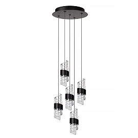 KLIGANDE piekaramā lampa LED 5x8 W 2700 K Ø30 cm melna (Lucide)