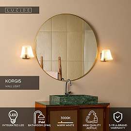 KORGIS bathroom wall light LED 10 W 3000 K transparent (Lucide)