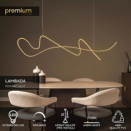 LAMBADA Piekaramā lampa LED dim 1x47W 2700K šampanieša krāsa (Lucide)