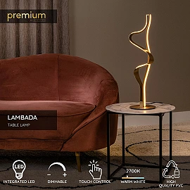LAMBADA galda lampa LED 19 W 2700K matēta zelta/misiņa (Lucide)