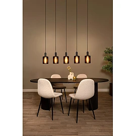 LAMBRES Pendant light 164x15 cm 5xE27 black (Lucide)