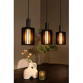 LAMBRES Pendant light 164x15 cm 5xE27 black (Lucide)