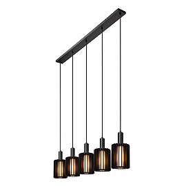 LAMBRES Pendant light 164x15 cm 5xE27 black (Lucide)