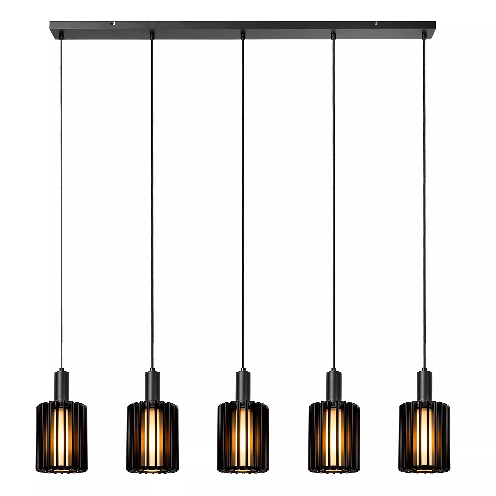 LAMBRES Pendant light 164x15 cm 5xE27 black (Lucide)