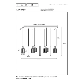 LAMBRES pendant light 6xE27 40 W taupe (Lucide)
