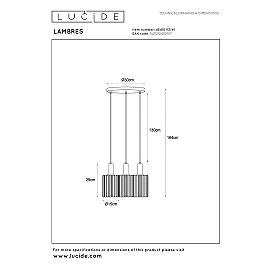 LAMBRES Pendant light 40x40 cm 3xE27 taupe (Lucide)