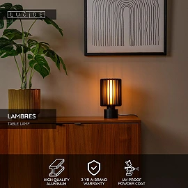 LAMBRES table lamp Ø 15 cm 1xE27 black (Lucide)