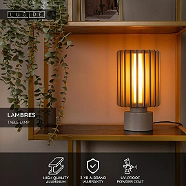LAMBRES Table lamp Ø15 cm 1xE27 taupe (Lucide)