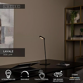 LAVALE desk lamp LED 1x3 W 2700K black (Lucide)